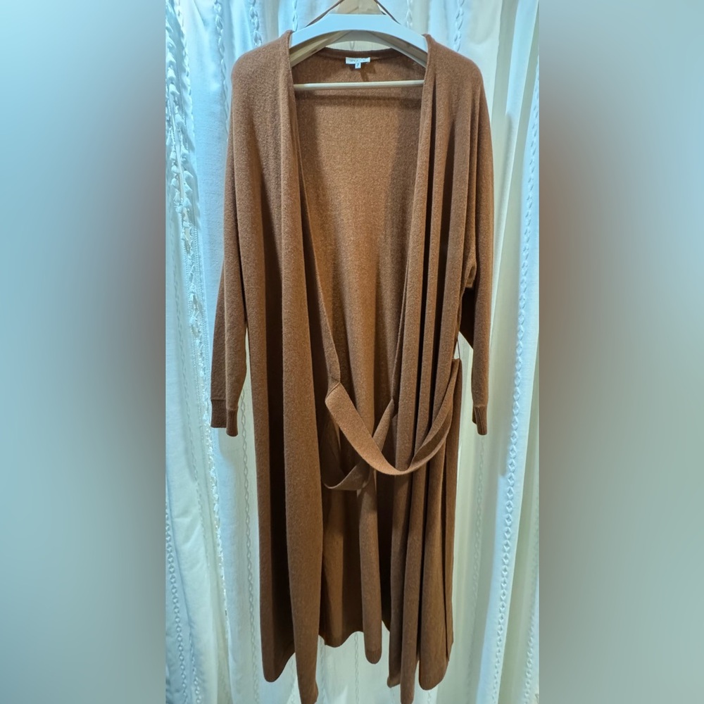 Lafayette 148 New York Long Belted Wrap Cardigan - wool cashmere blend – Size L